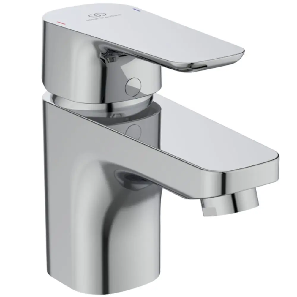 Waschtischarmatur aus Chrom von Ideal Standard mit einem Hebel für den Wasserfluss und einer Ausladung. Geeignet für die Installation an Waschbecken.